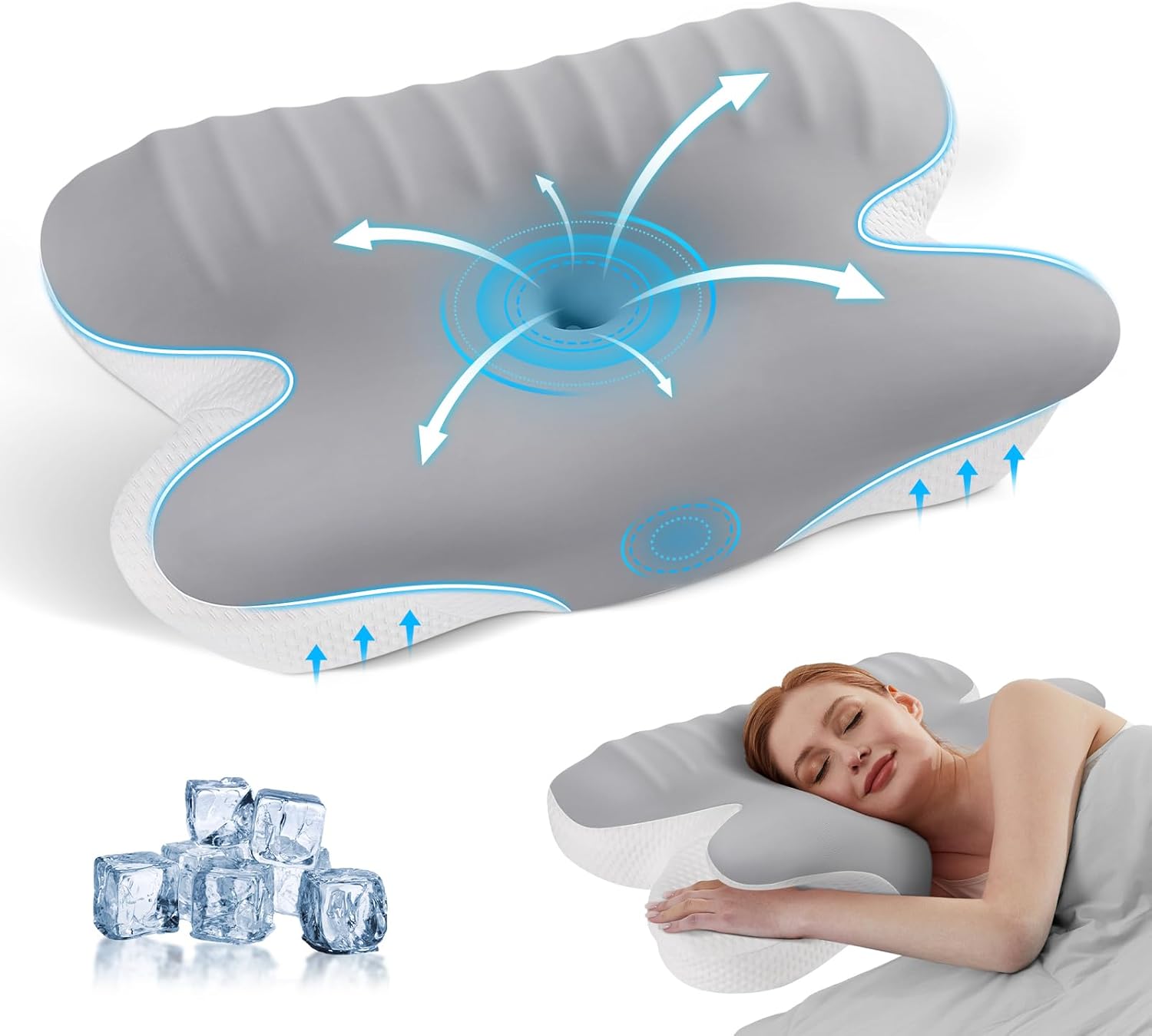 JINXIA Memory Foam Pillows for Sleeping,Ergonomic Orthopedic Neck Support Pillow...