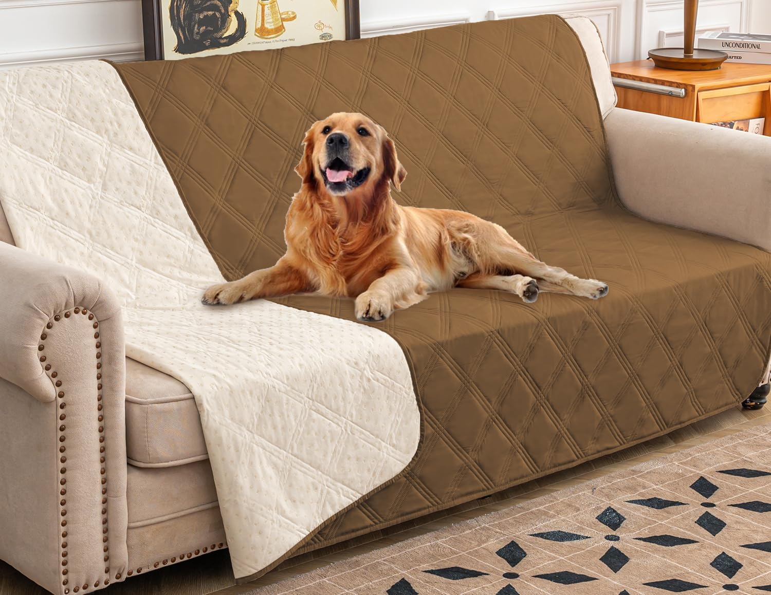 Ameritex Waterproof Dog Bed Cover Pet Blanket with Anti-Slip Back for Furniture...