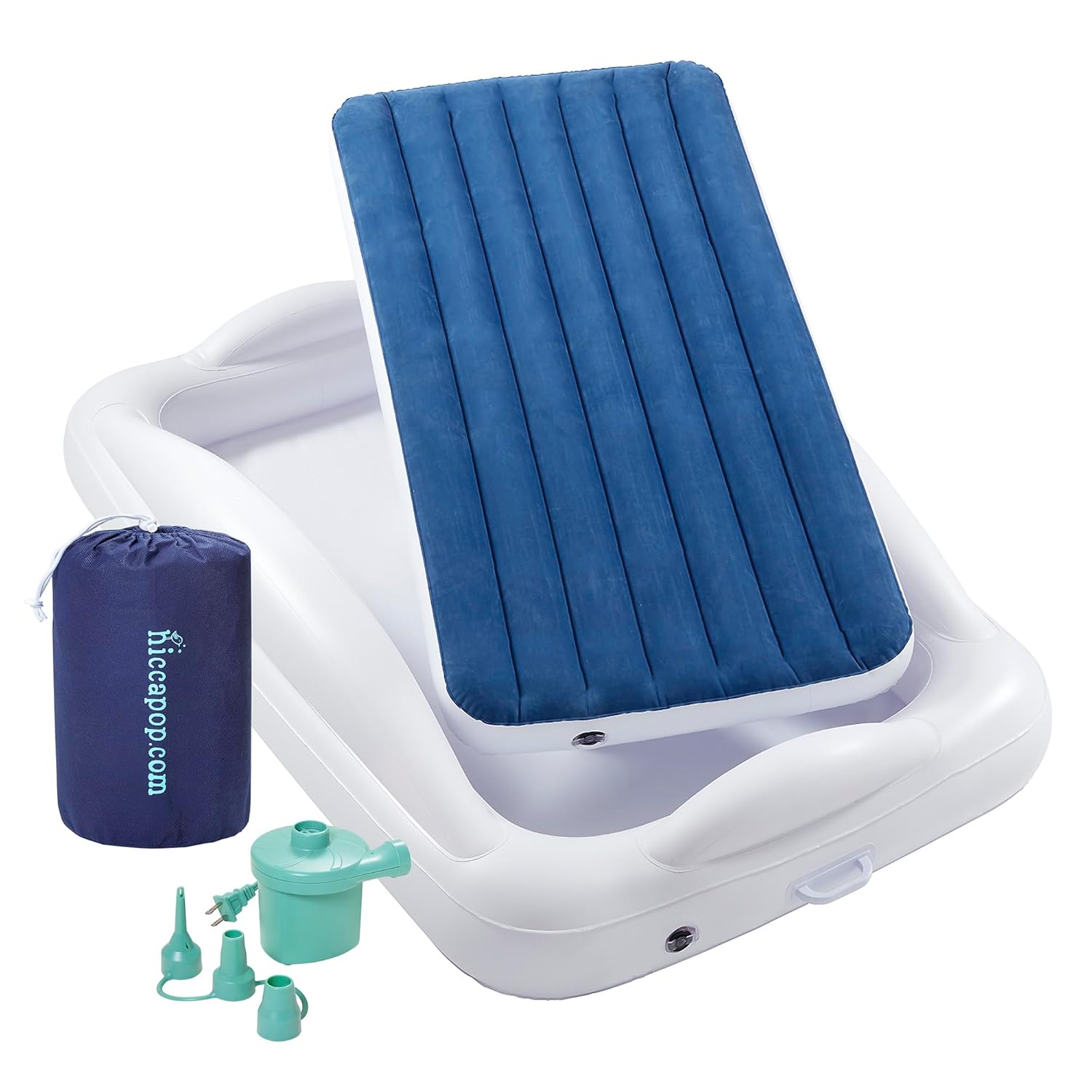hiccapop Inflatable Toddler Travel Bed with Safety Bumpers [4-Sided] | Portable...