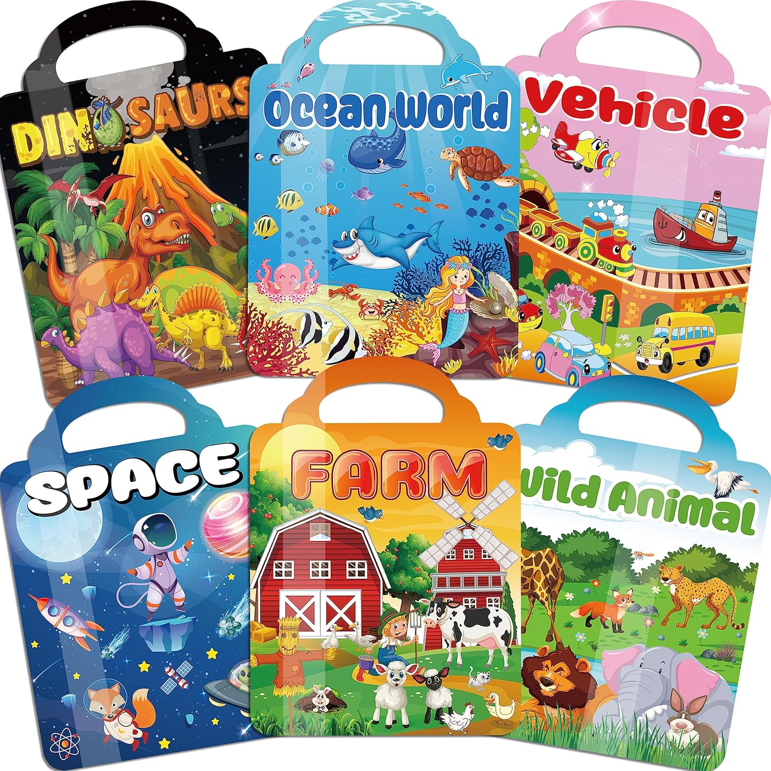 6Set Puffy Sticker Books for Kids 2-4, 3D Reusable Stickers Books for Toddlers 1...