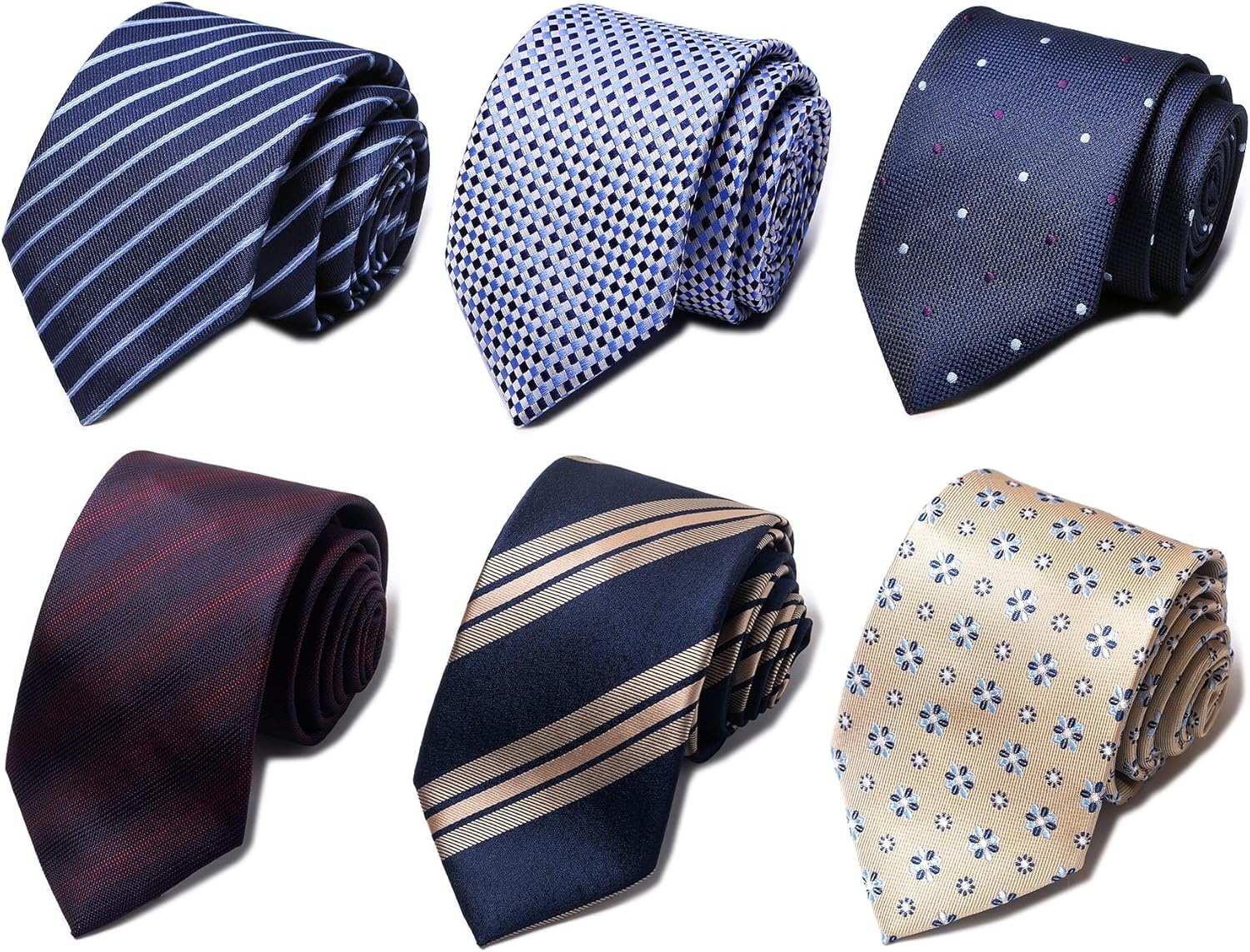Tie For Men Necktie Woven Jacquard Neck Ties Set 6 PCS Gold,red,sky Blue,blue