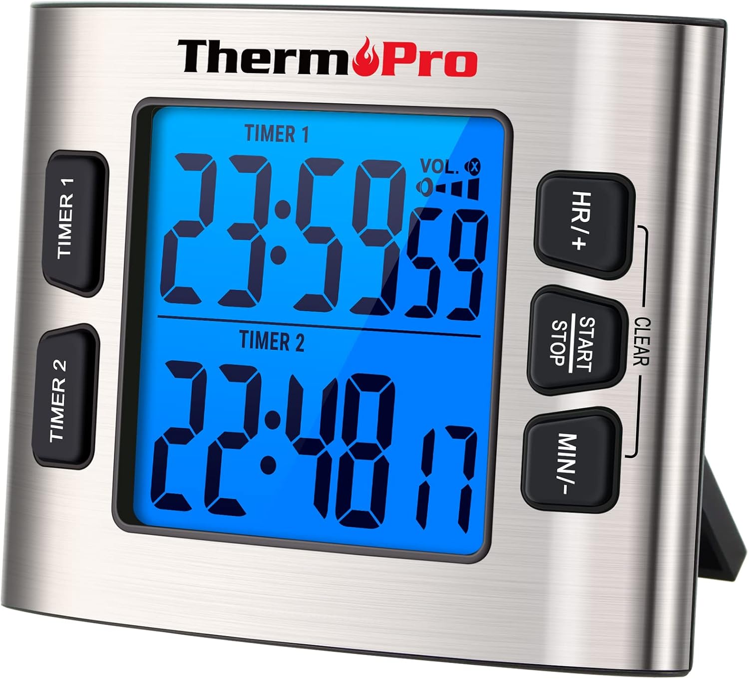 ThermoPro TM02 Digital Kitchen Timer with Dual Countdown Stop Watches Timer/Magn...