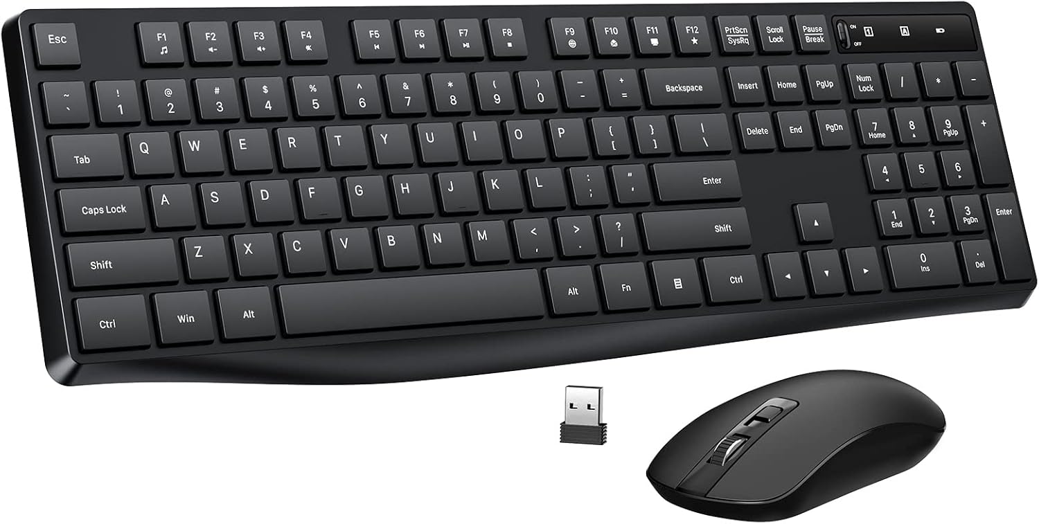 Wireless Keyboard and Mouse Combo, Lovaky 2.4G Ful...