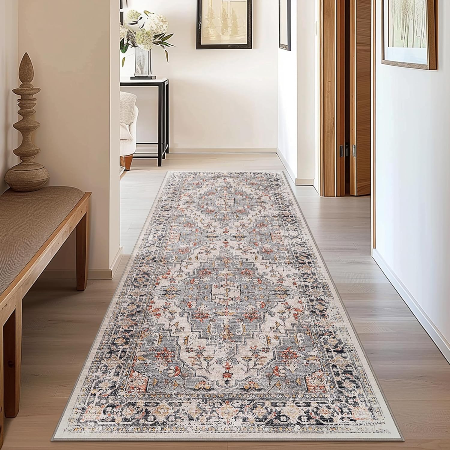 GENIMO 2x6 Runner Rugs for Hallway, Machine Washable Non Slip Vintage Retro Rugs...