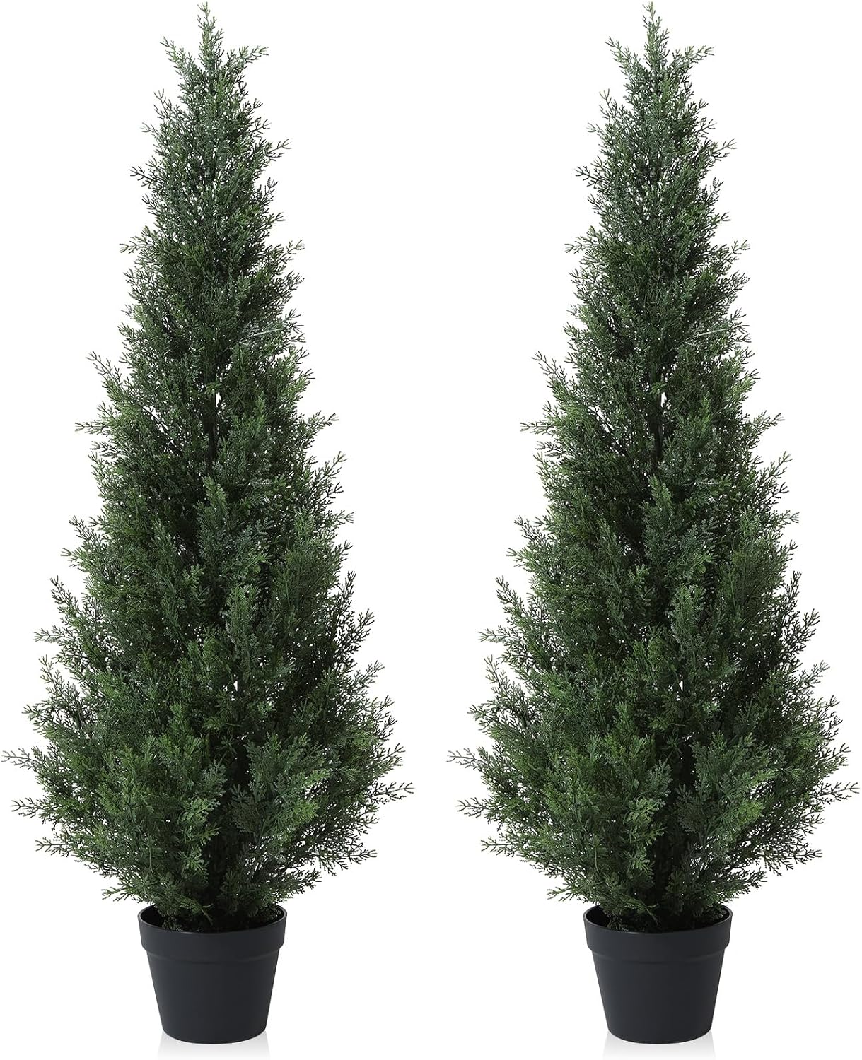 4FT Artificial Cedar Topiary Trees for Outdoors Potted Fake Cypress Trees Faux E...