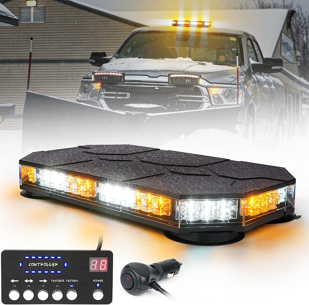 LUMENIX LED Rooftop Strobe Beacon Lights Bar w/Controller Magnetic Emergency Tra...