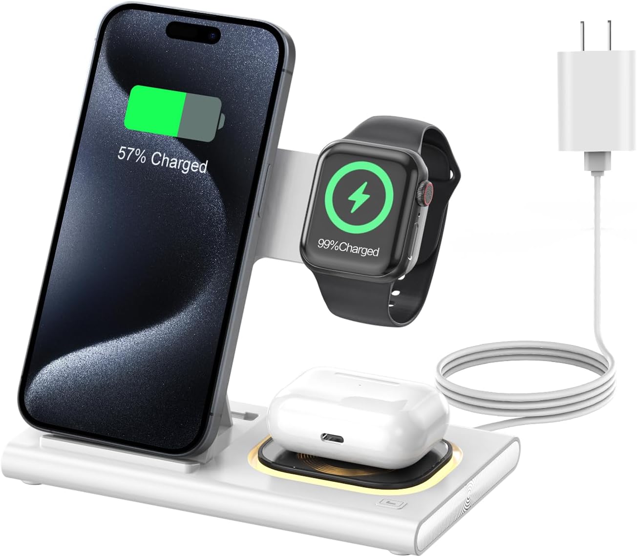 3 in 1 Foldable Charging Station for Apple Products,Fast Wireless Charger Travel...