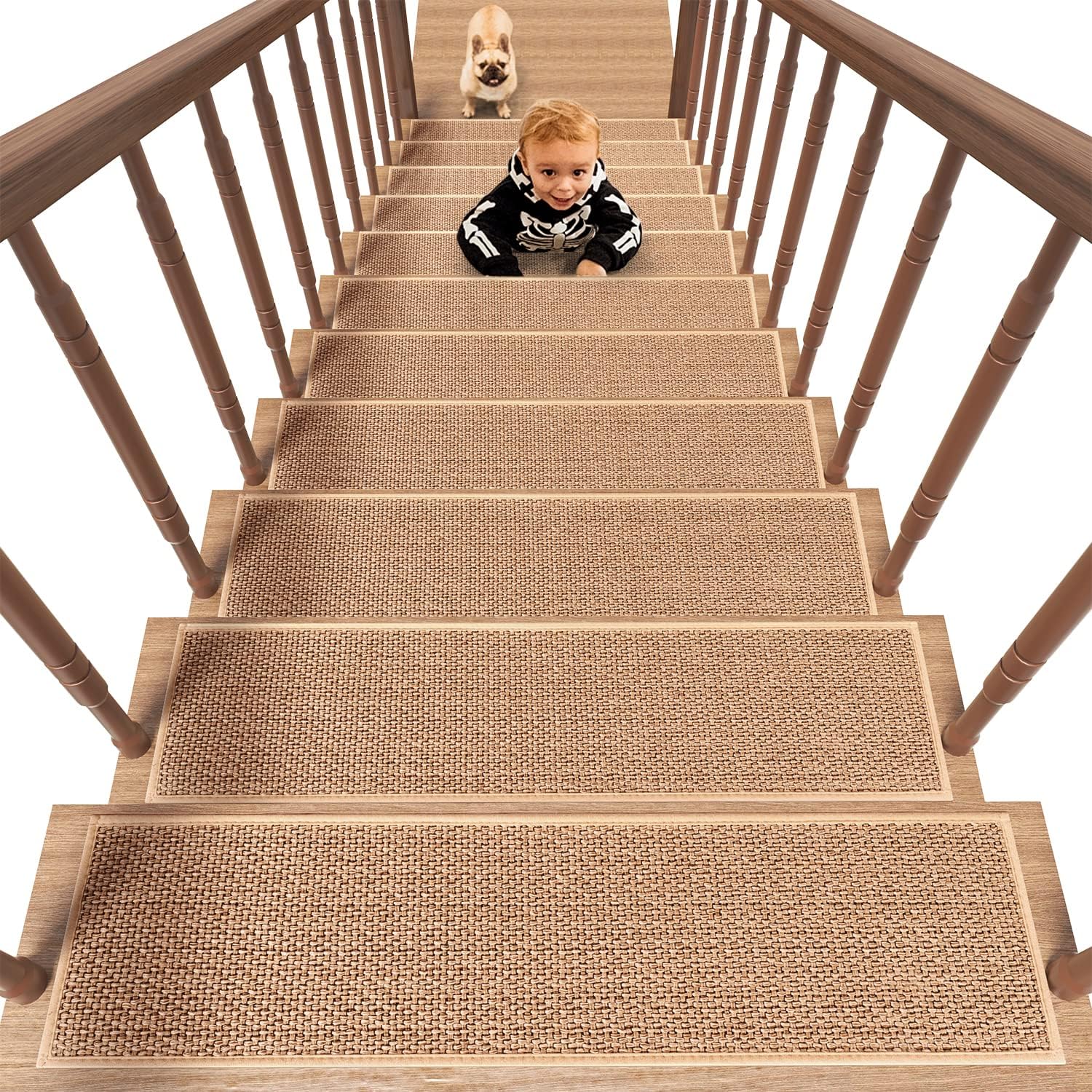 PADOOR Non Slip Stair-Treads,Rubber Backing Stair-Runners for Wooden Steps,15PCS...