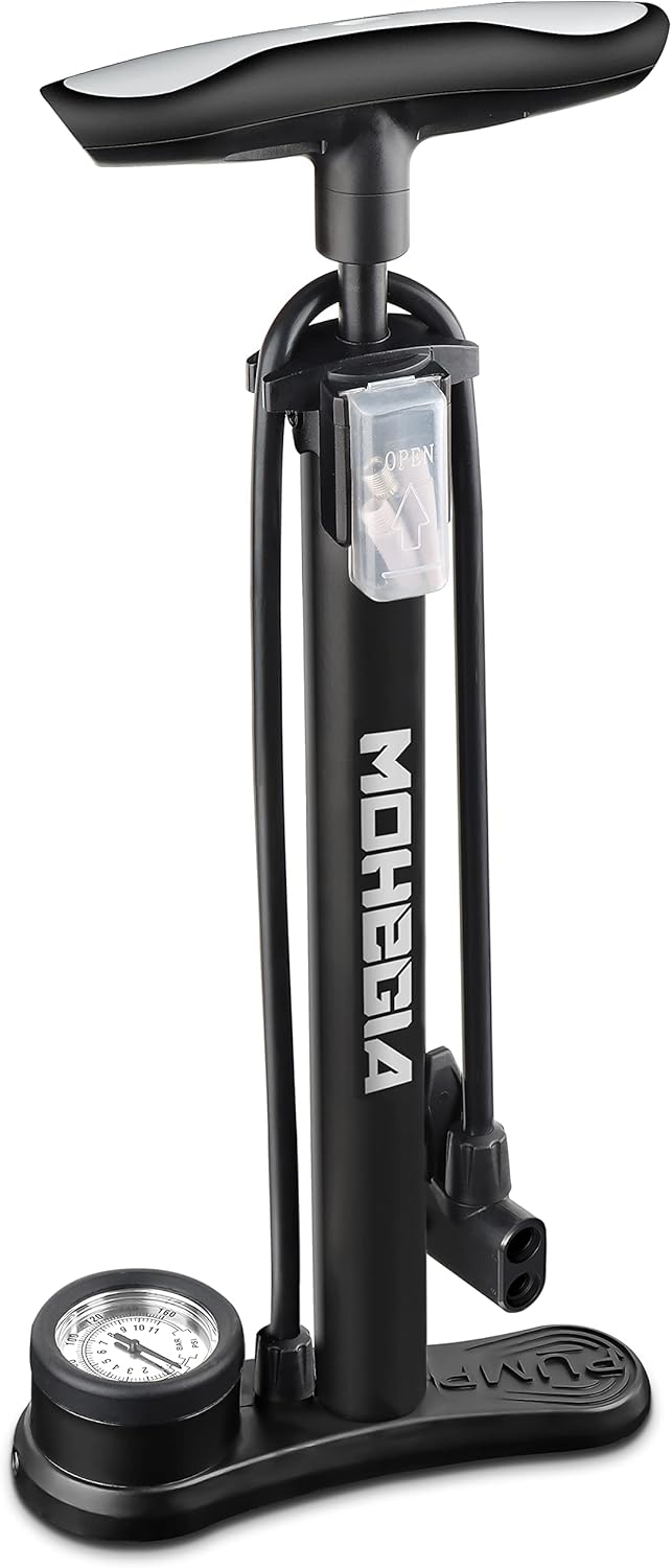 MOHEGIA Bike Floor Pump with Gauge,Air Bicycle Pump Inflator with High Pressure...