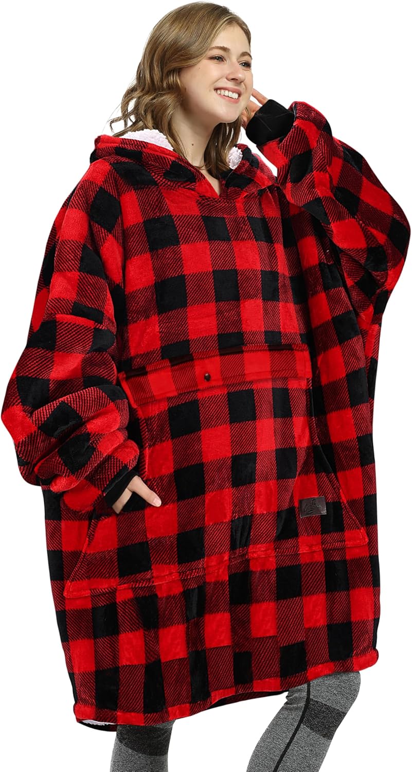 Catalonia Oversized Blanket Hoodie Sweatshirt, Wearable Sherpa Lounging Pullover...