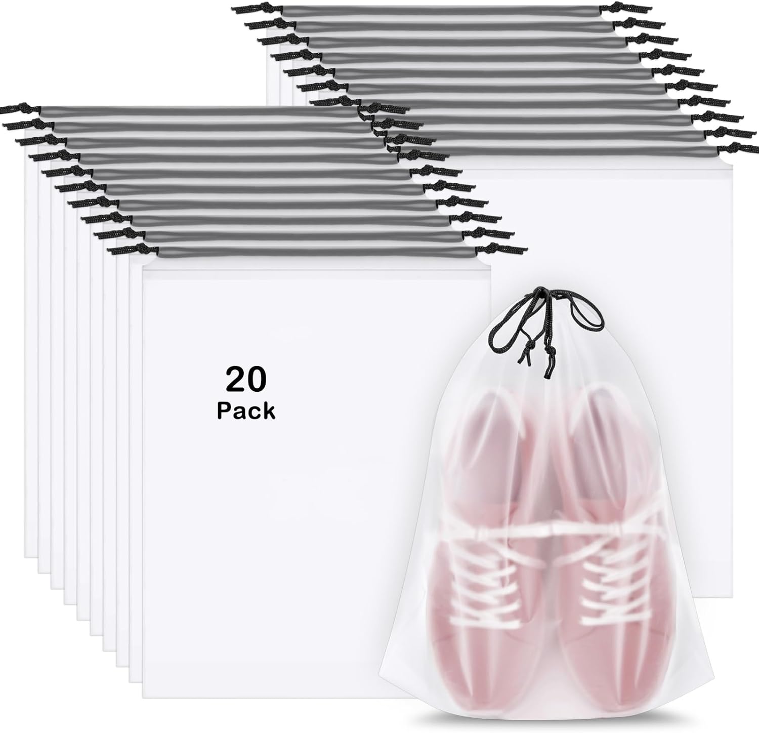 20 Pack Shoe Bags for Travel, 15.7" x 11.8" Clear Travel Shoe Bags for Packing,...