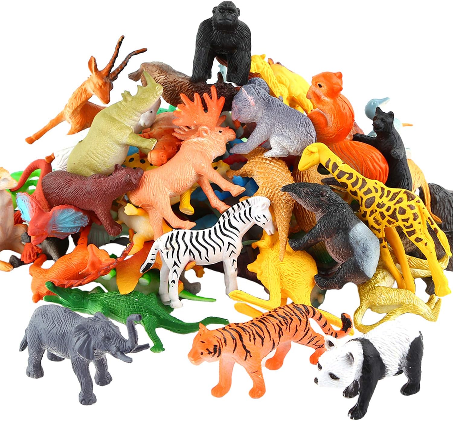 Animals Figure,54 Piece Mini Jungle Toys Set,ValeforToy Realistic Wild Vinyl Pla...