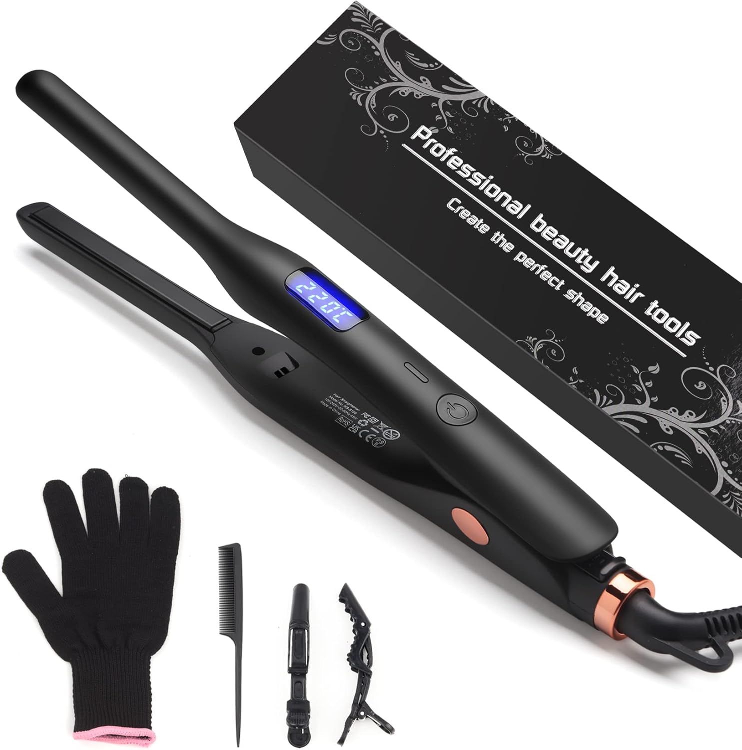 Mini Hair Straightener, Pencil Straightener for Short Hair, Beard and Pixies, St...
