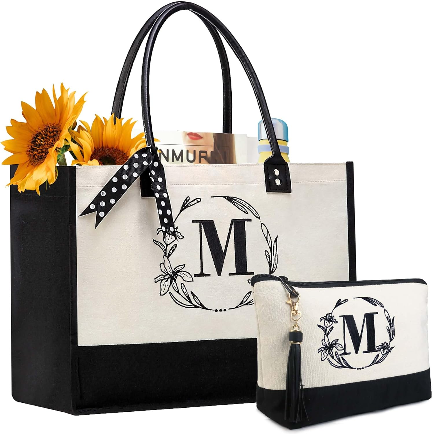 BeeGreen Personalized Gift Bag for Women Canvas Top-Handle Handbags Tote Bag for...