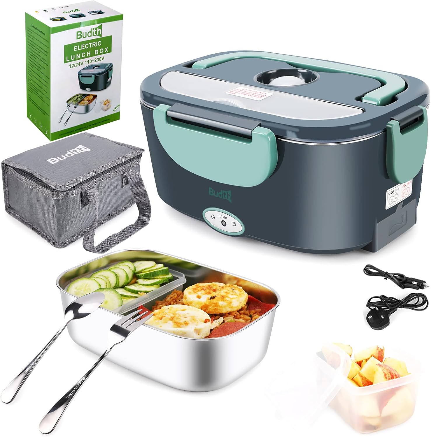 Budth 80W Electric Lunch Box, Portable Food Warmer for Car Truck Office, 12V 24V...