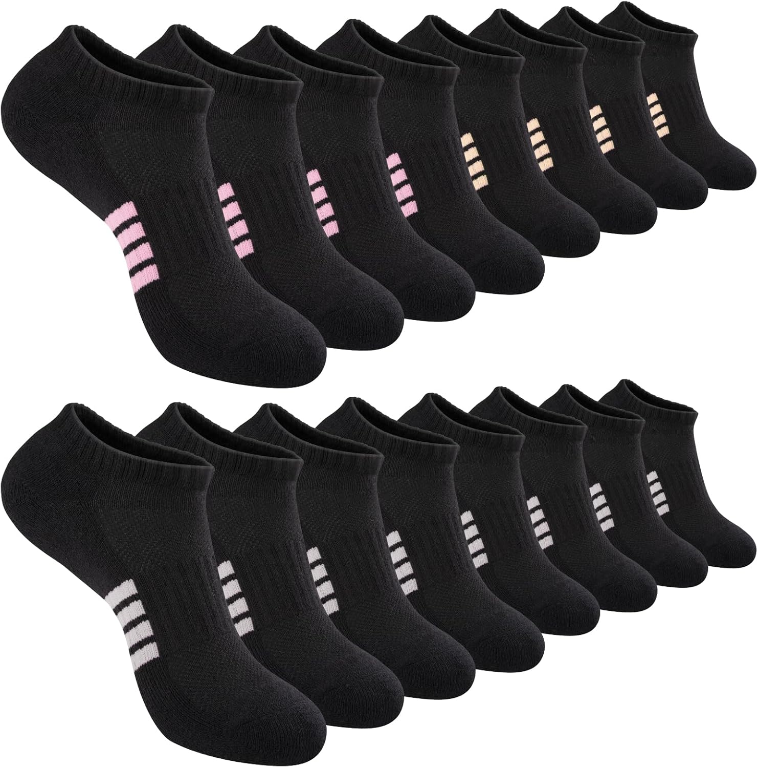 eallco 8 Pairs Ankle Socks for Women Running Athletic Cotton Low Cut Socks Cushi...