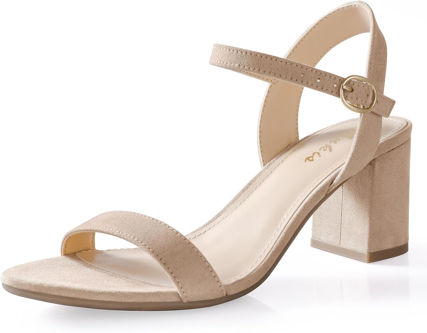 Ankis Nude Black Heels, 2.5'' Block Chunky White Clear Silver Heel Dressy Open T...