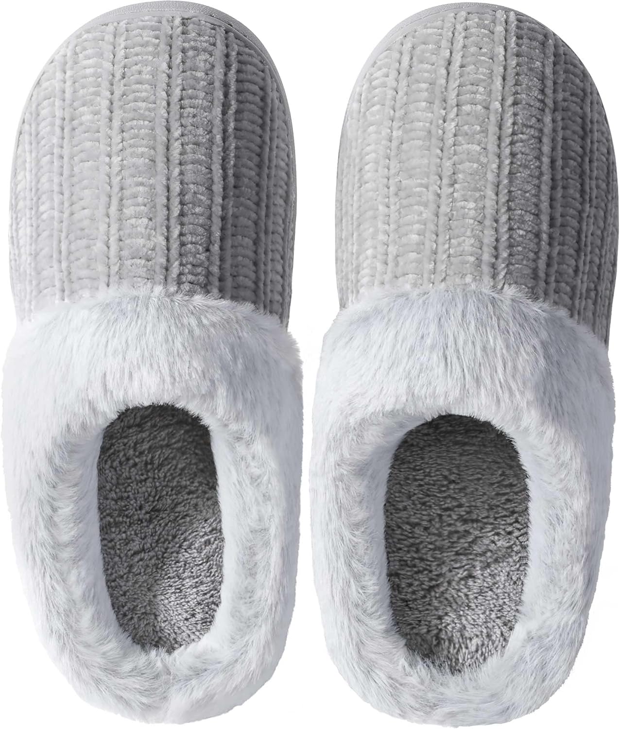 shoeslocker Slippers for Women Memory Foam Fuzzy House Slippers Bedroom Non-slip...