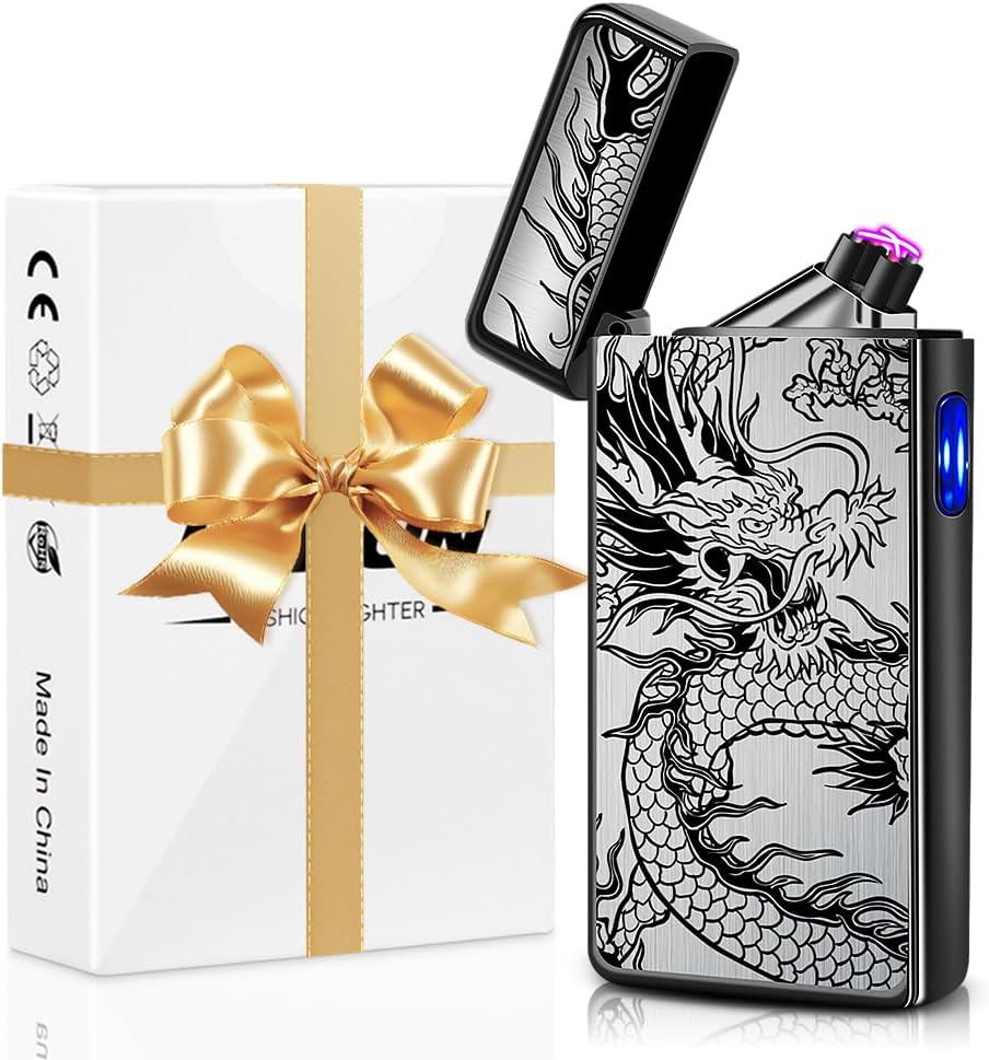 Gifts for Men, Electric Lighter Rechargeable USB Plasma Arc Lighter Electronic U...