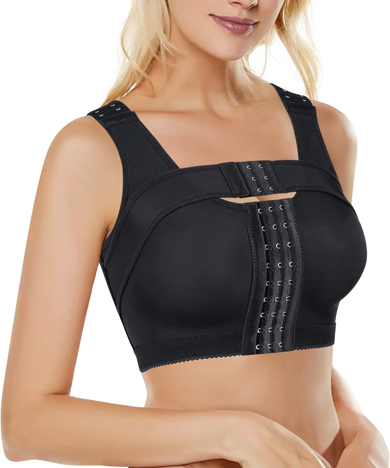 Bafully Women Post Surgery Front Closure Sports Bra with Breast Support Wirefree...