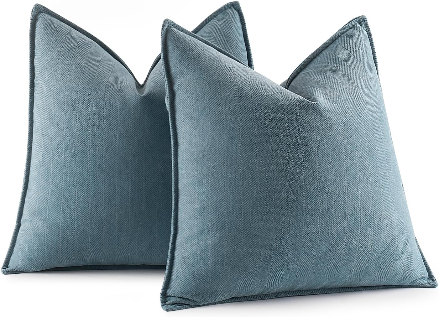 MIULEE Pack of 2 Dusty Blue Decorative Pillow Covers 18x18 Inch Soft Chenille Co...
