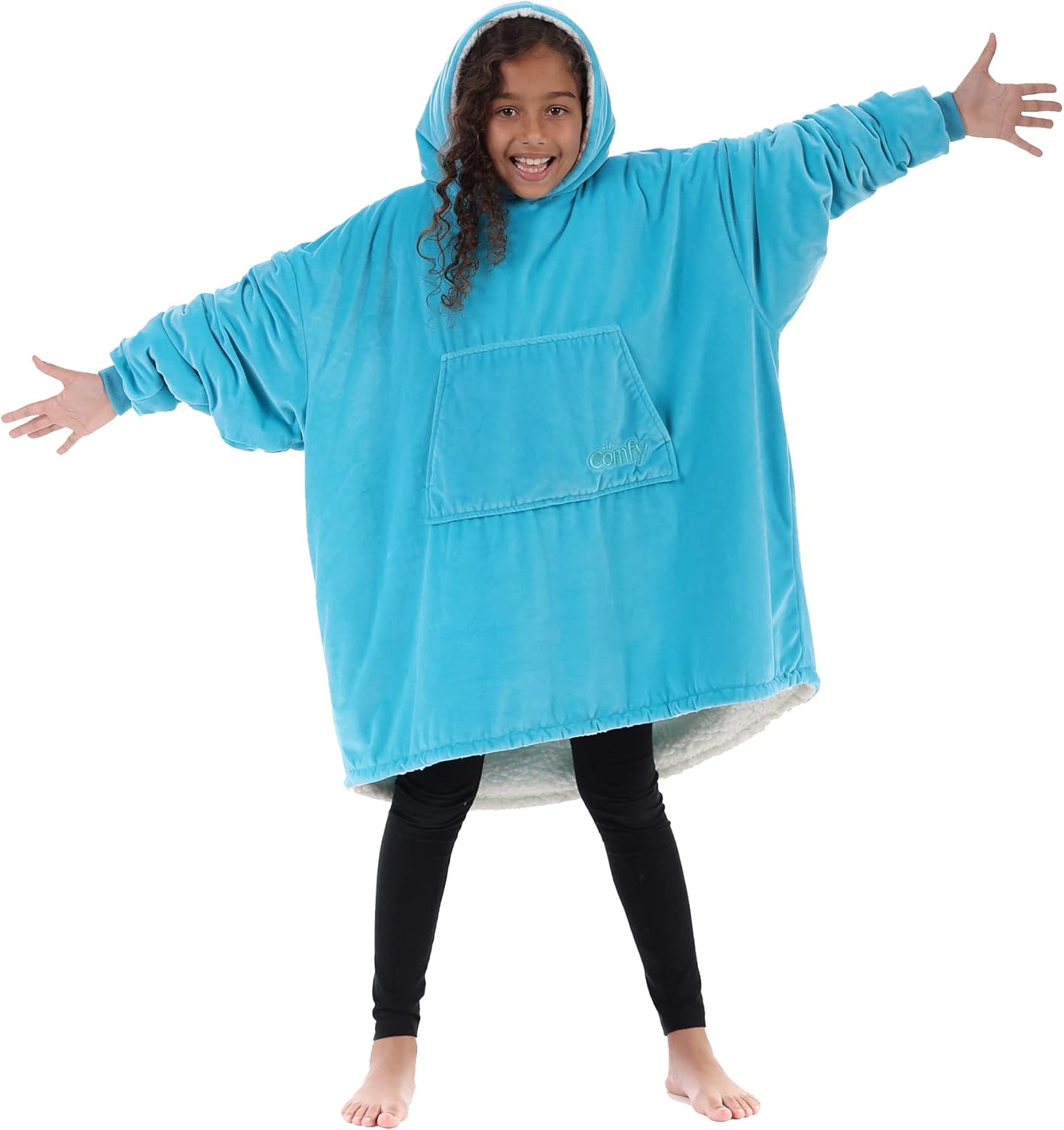 THE COMFY Original Jr | Sherpa Lined Microfiber Fleece Wearable Blanket for Kids...