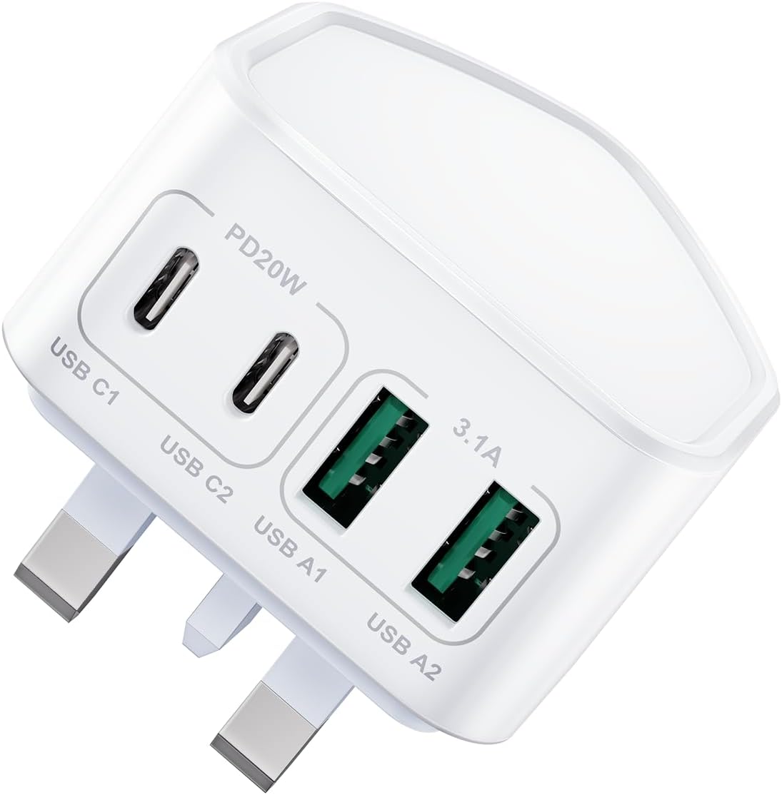 USB C Plug, 40W 4-Port USB C Fast Charger Plug Dual Port PD Power Adapter + QC W...