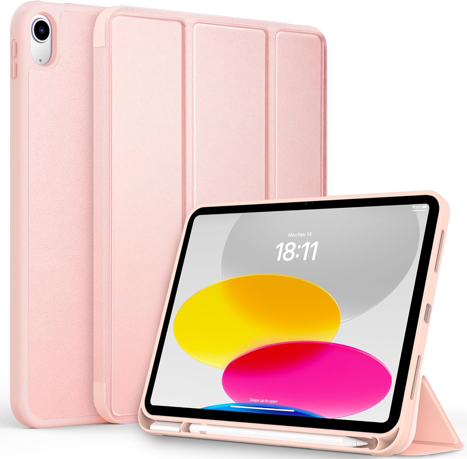 CACOE Case for iPad 10th Generation with Pencil Holder 2022, Soft TPU Back 10th...