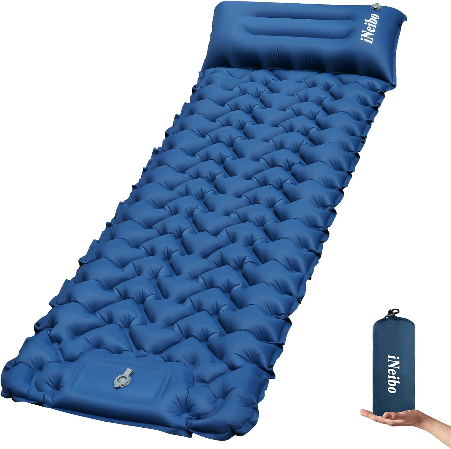 iNeibo Sleeping Pad, Inflatable Sleeping Mat with Bulit-in Foot Pump Pillow, Com...