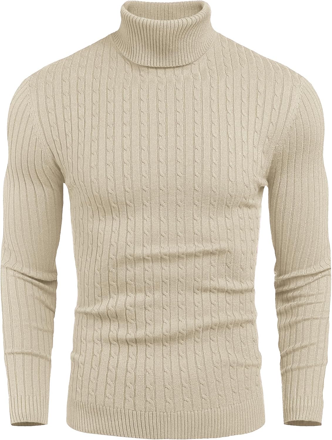COOFANDY Men's Slim Fit Turtleneck Sweater Casual Twist Patterned Pullover Knitt...