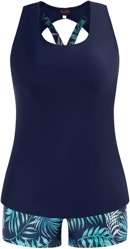 Hanna Nikole Tankini for Women’s Plus Size 3 Pieces Boyshorts Stretchy Tummy Con...