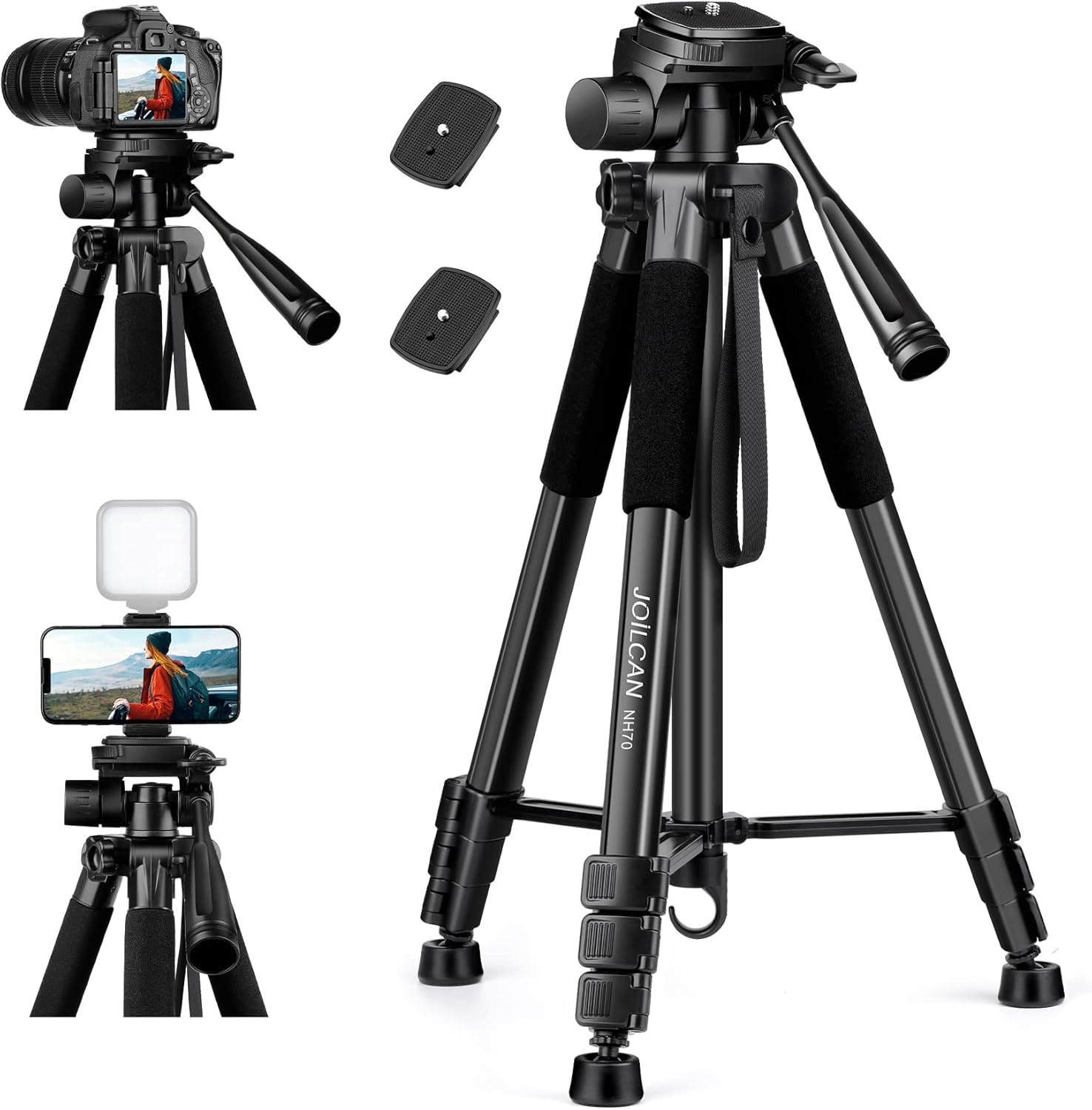 JOILCAN Camera Tripod for Canon Nikon Sony, 65" Aluminum Alloy Tripod Stand with...