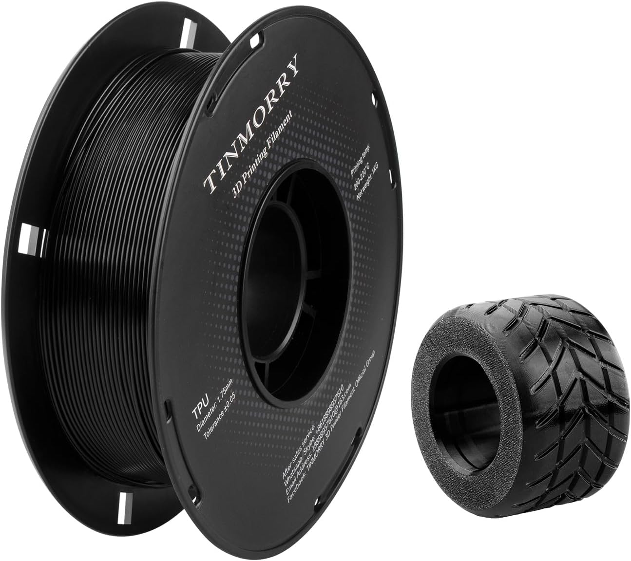 Filament TPU 1.75 mm, TINMORRY TPU Filament 3D Printing Materials for 3D Printer...