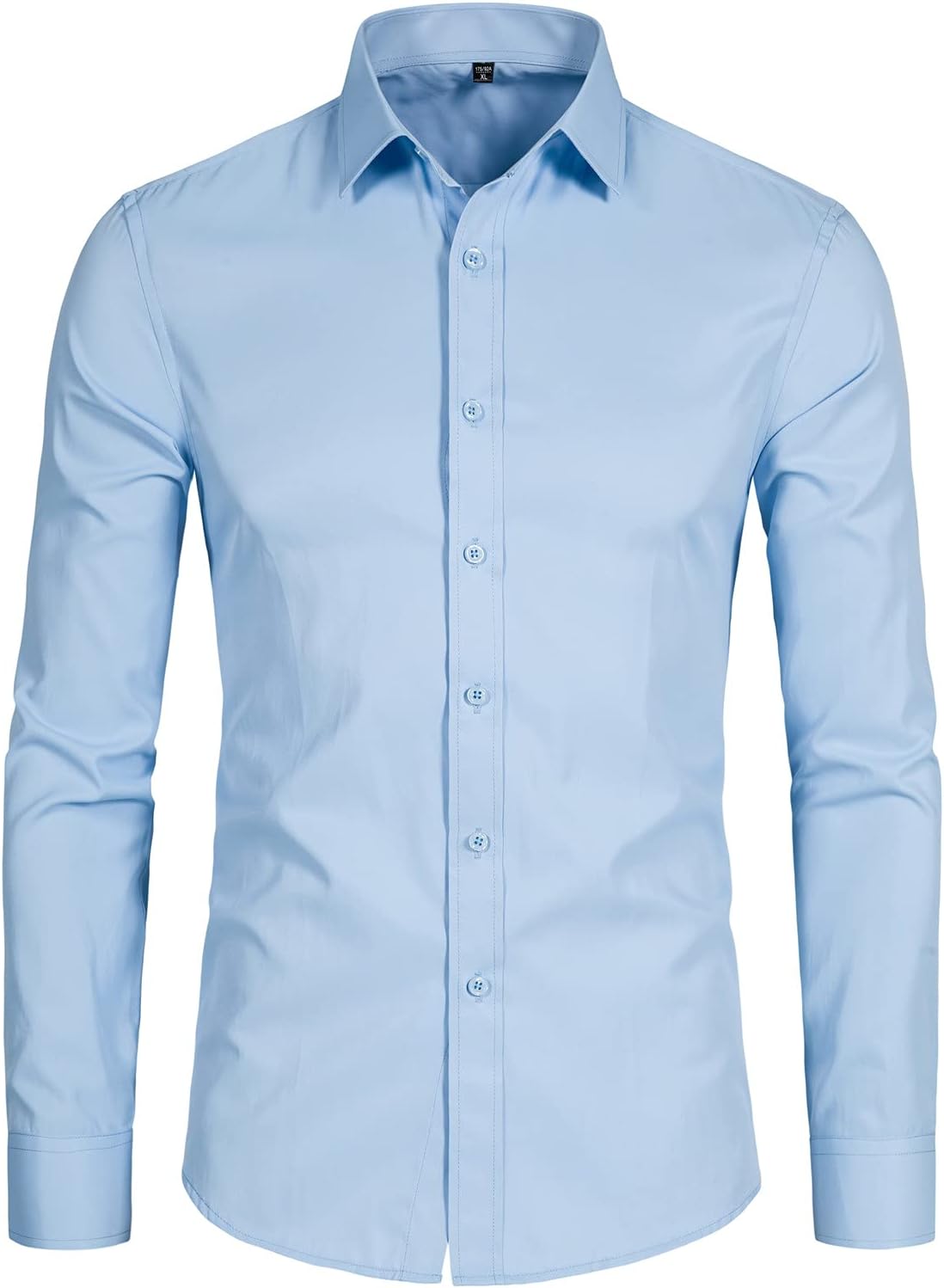 Men's Long Sleeve Button Up Shirts Solid Slim Fit Casual Business Formal Dress S...
