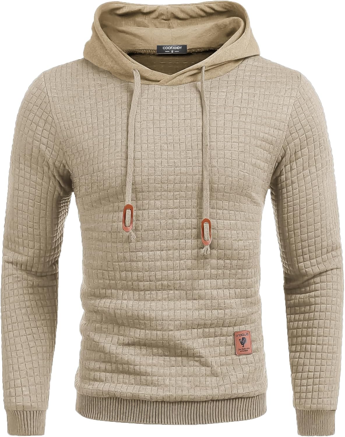 COOFANDY Mens Hooded Sweatshirt Casual Long Sleeve Drawstring Waffle Knit Pullov...