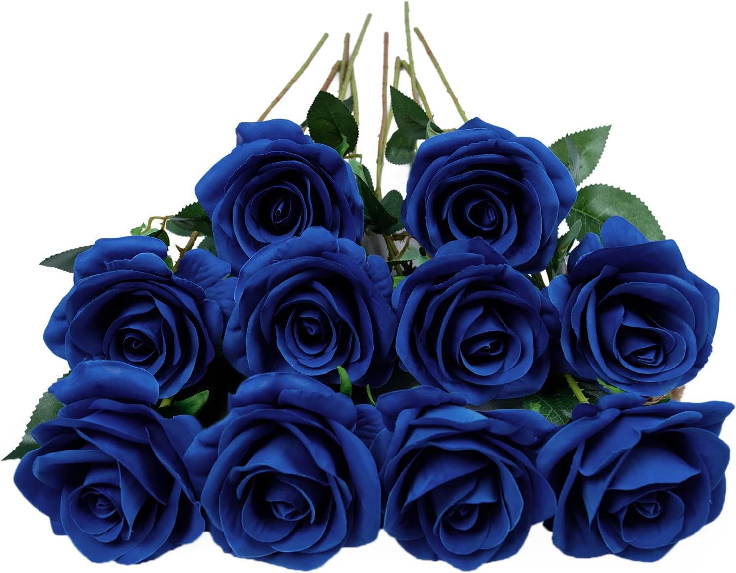 DuHouse 10Pcs Artificial Roses Fake Silk Flowers Realistic Bridal Bouquets with...