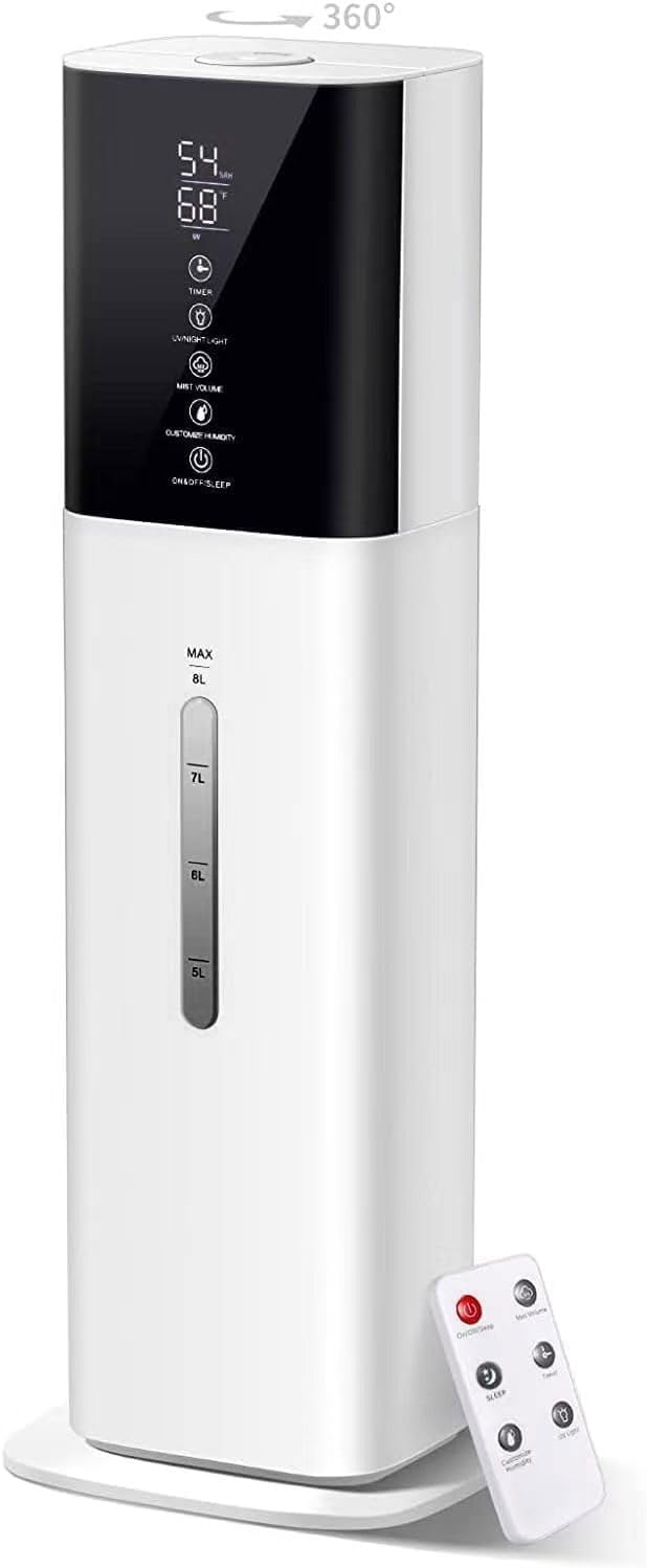 2.11Gal Ultrasonic Cool Mist Humidifier with Timer and Humidistat for Large Room...