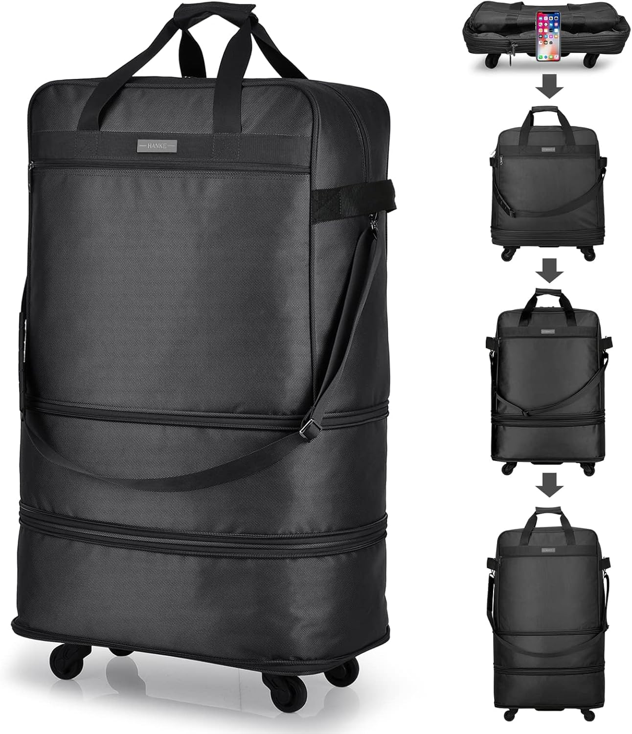 Hanke Suitcases with Wheels Expandable Foldable Luggage Bag Suitcase Collapsible...
