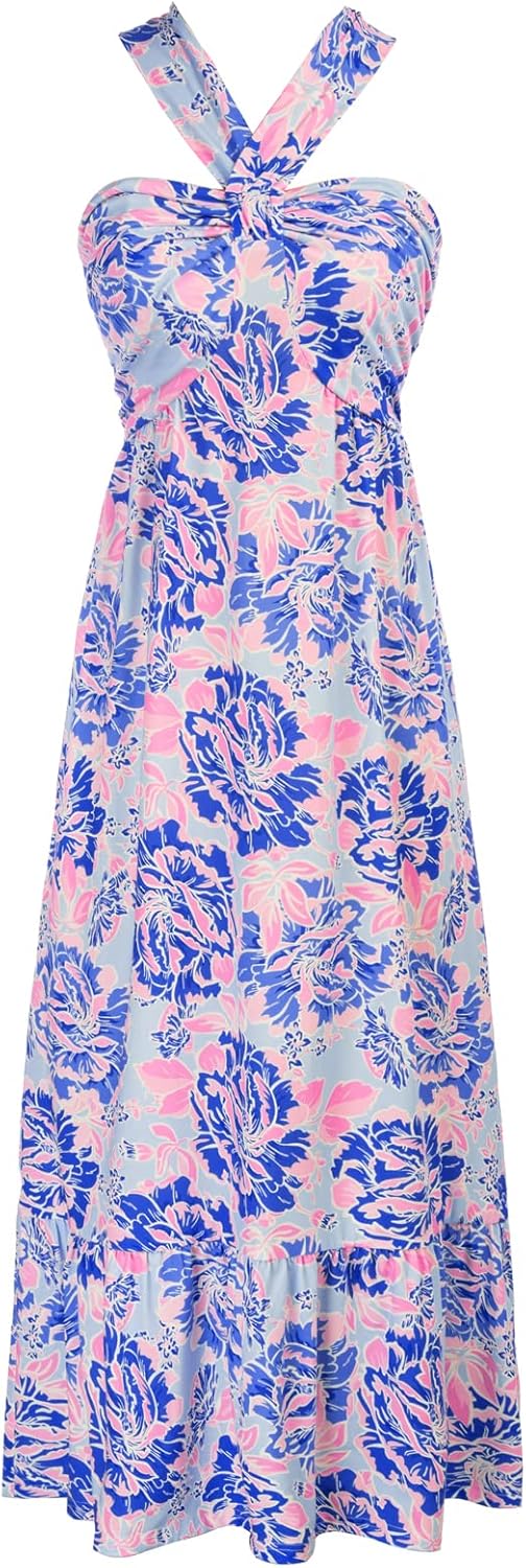 GRACE KARIN 2025 Women's Criss Cross Halterneck Sleeveless Summer Floral Print F...