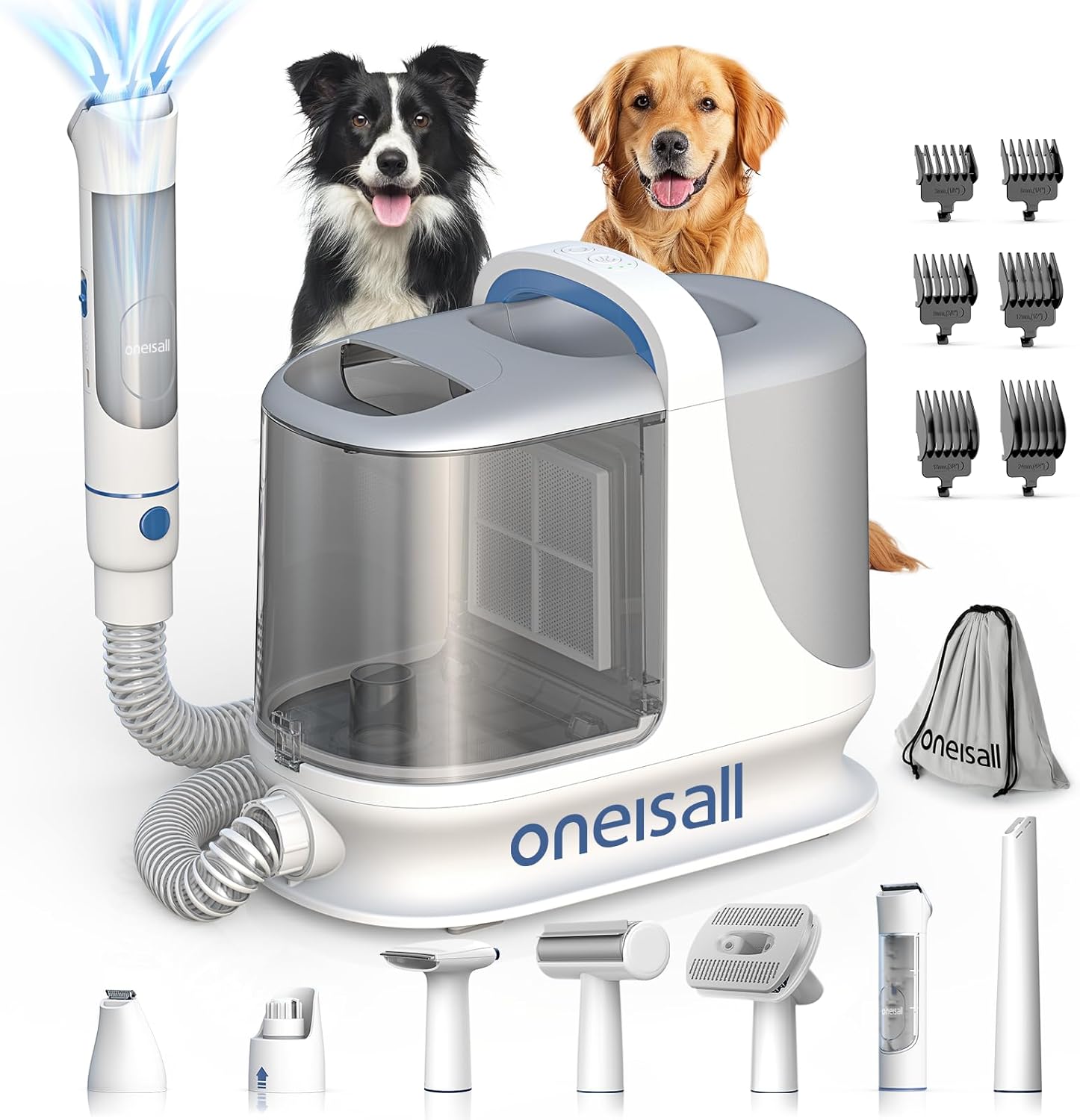 oneisall Dog Grooming Vacuum, 13000Pa Powerful Dog Hair Vacuum with Dog Clippers...