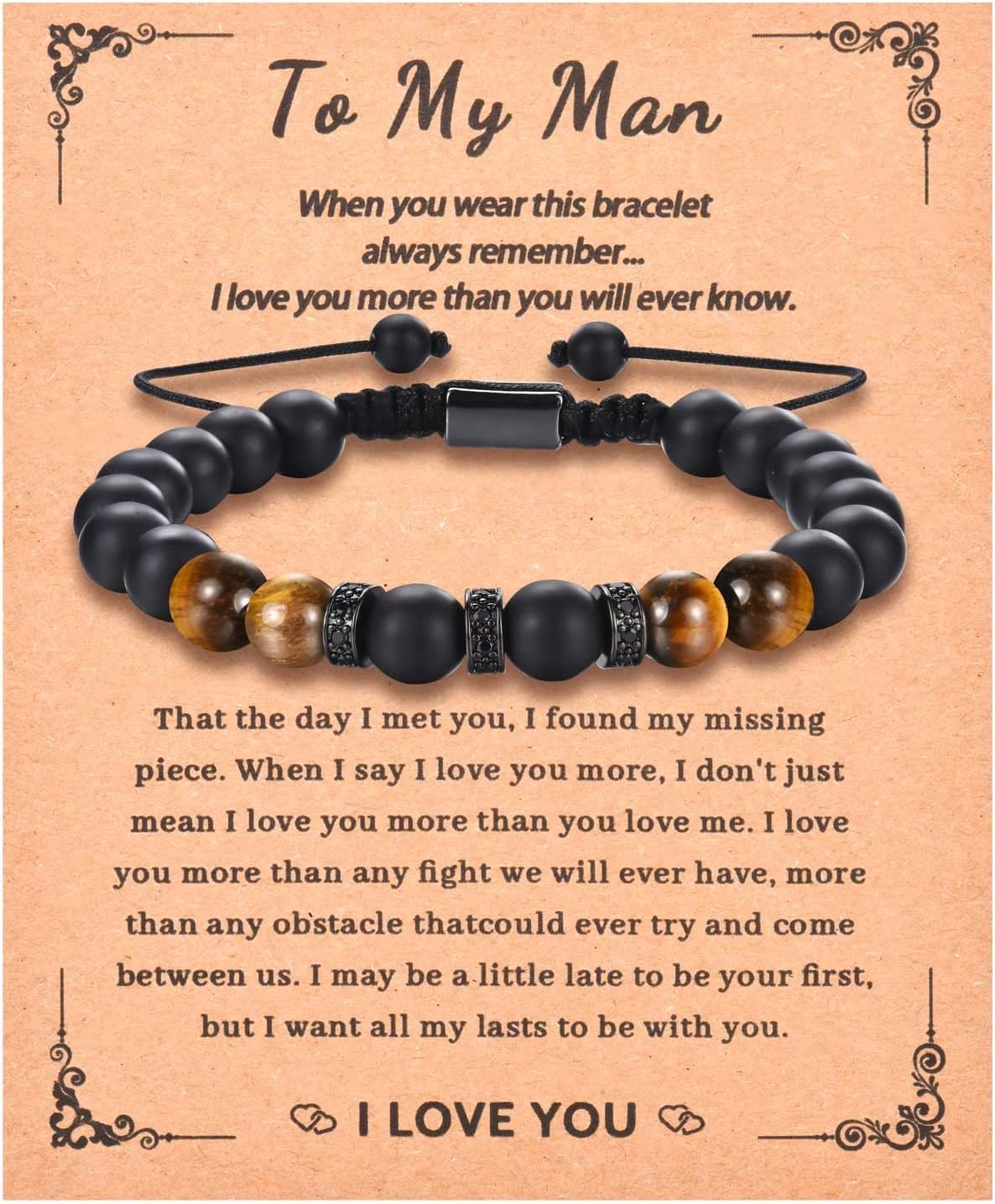 KORAS Gifts for Men Boys, Boyfriend Husband Bracelet Tiger Eye Bracelet for Dad...