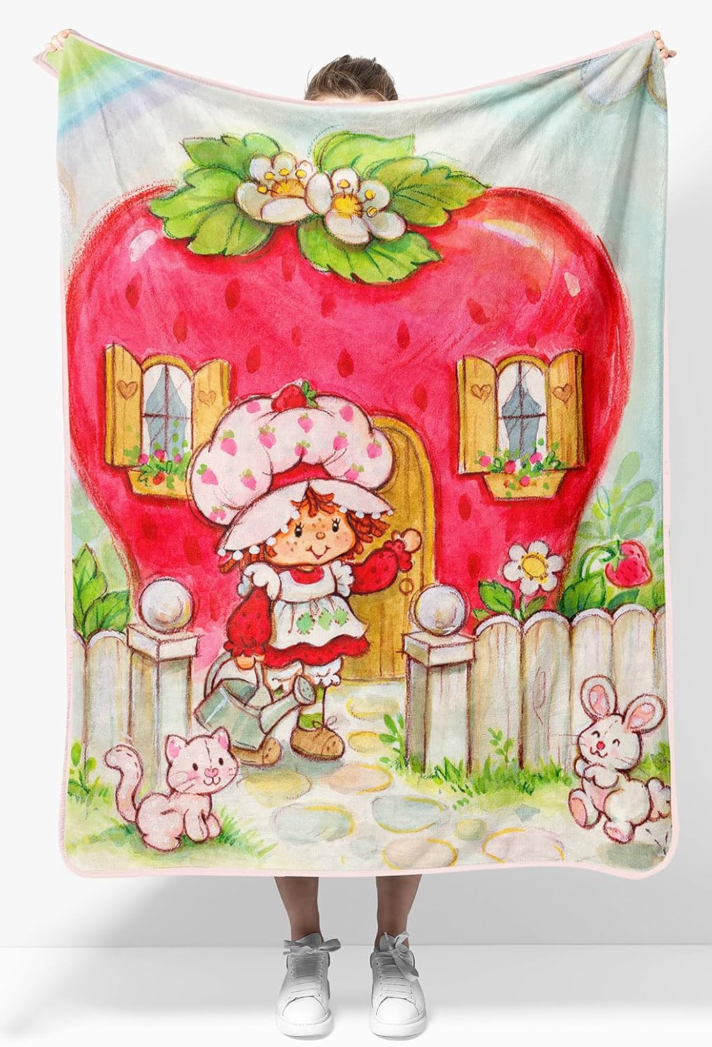 Jay Franco Strawberry Shortcake Berry Playhouse Plush Travel Throw Blanket - Mea...