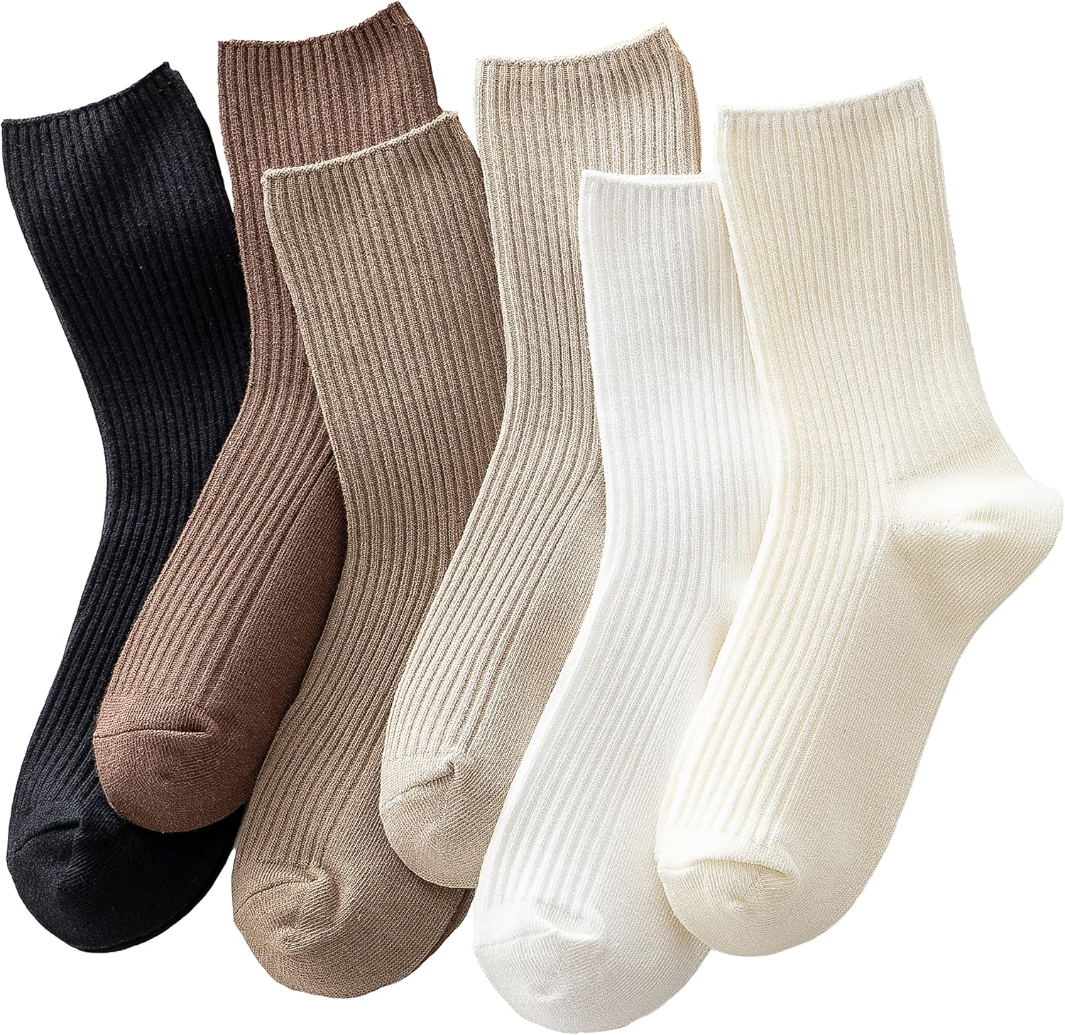 ACCFOD Womens Cute Crew Socks Casual Athletic Aesthetic Socks Neutral Cotton Soc...
