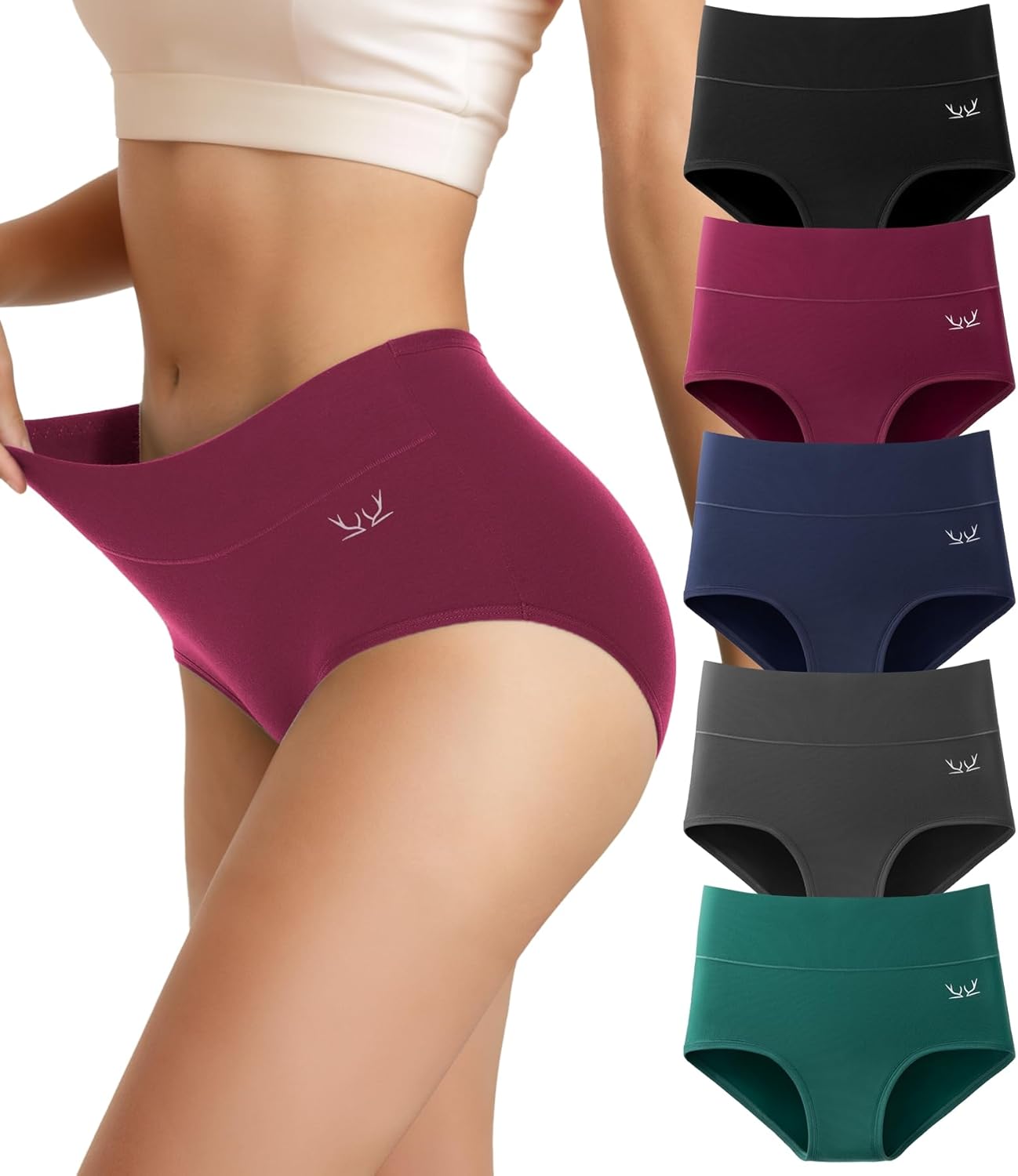 Women's Cotton Underwear High Waisted Underwear Soft Briefs Full Coverage Ladies...