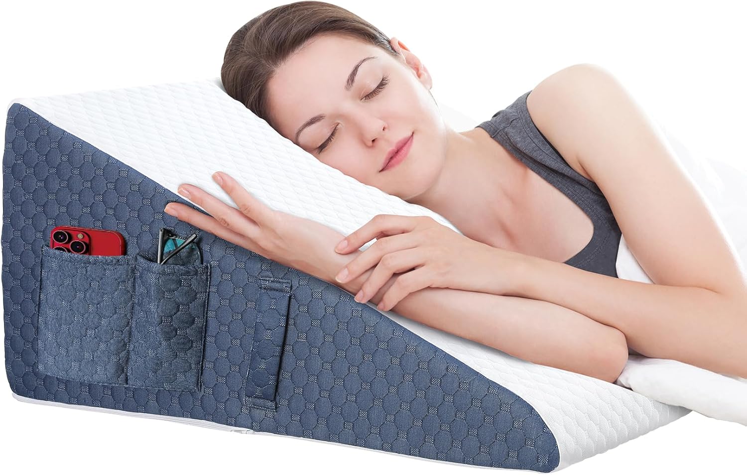 Wedge Pillow for Sleep, Updated 12'' Bed Wedge Pillow, Acid Reflux, Heartburn, G...