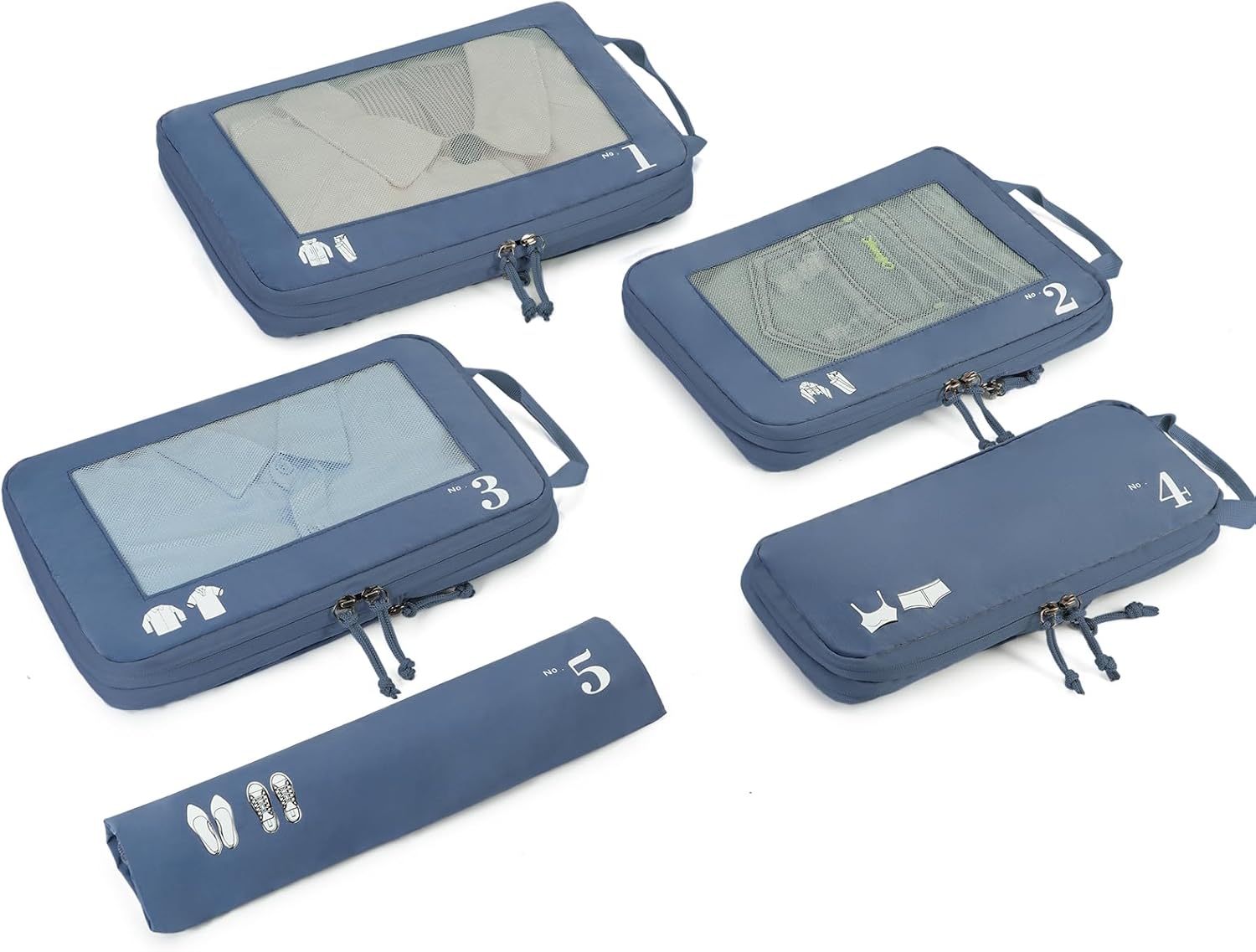 ECOHUB 5 Set Compression Packing Cubes for Suitcases Organiser Bags Travel Acces...