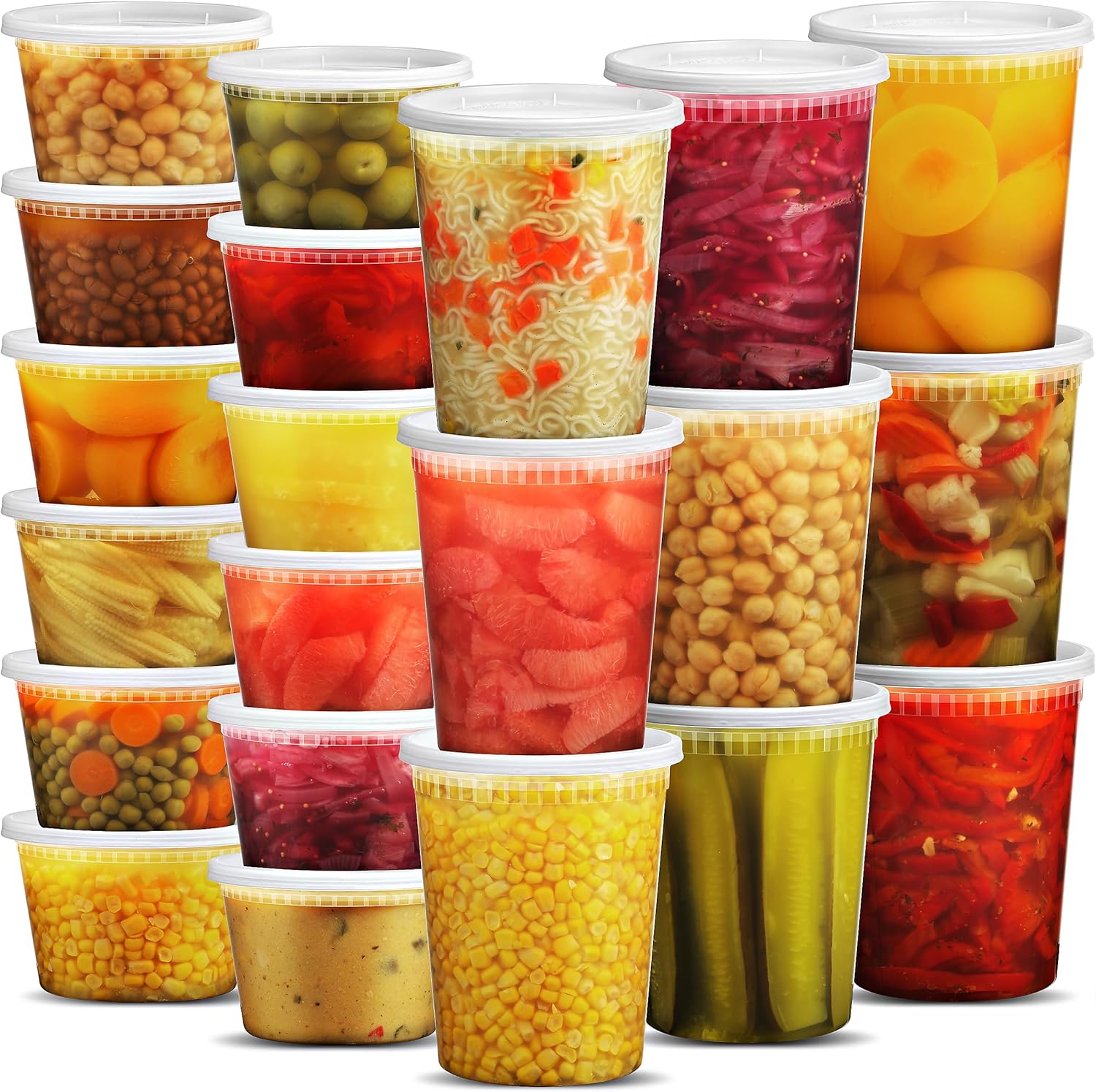 JoyServe Deli Food Containers with 54 Lids - (48 Sets) 24-32 Oz Quart Size & 24-...