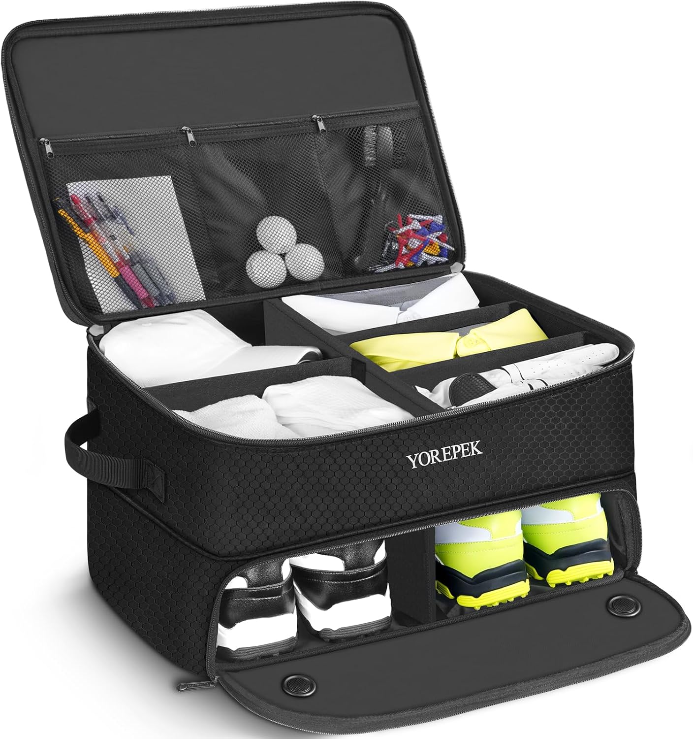 YOREPEK 2 Layer Golf Trunk Organizer, Waterproof Car Golf Locker with Separate V...