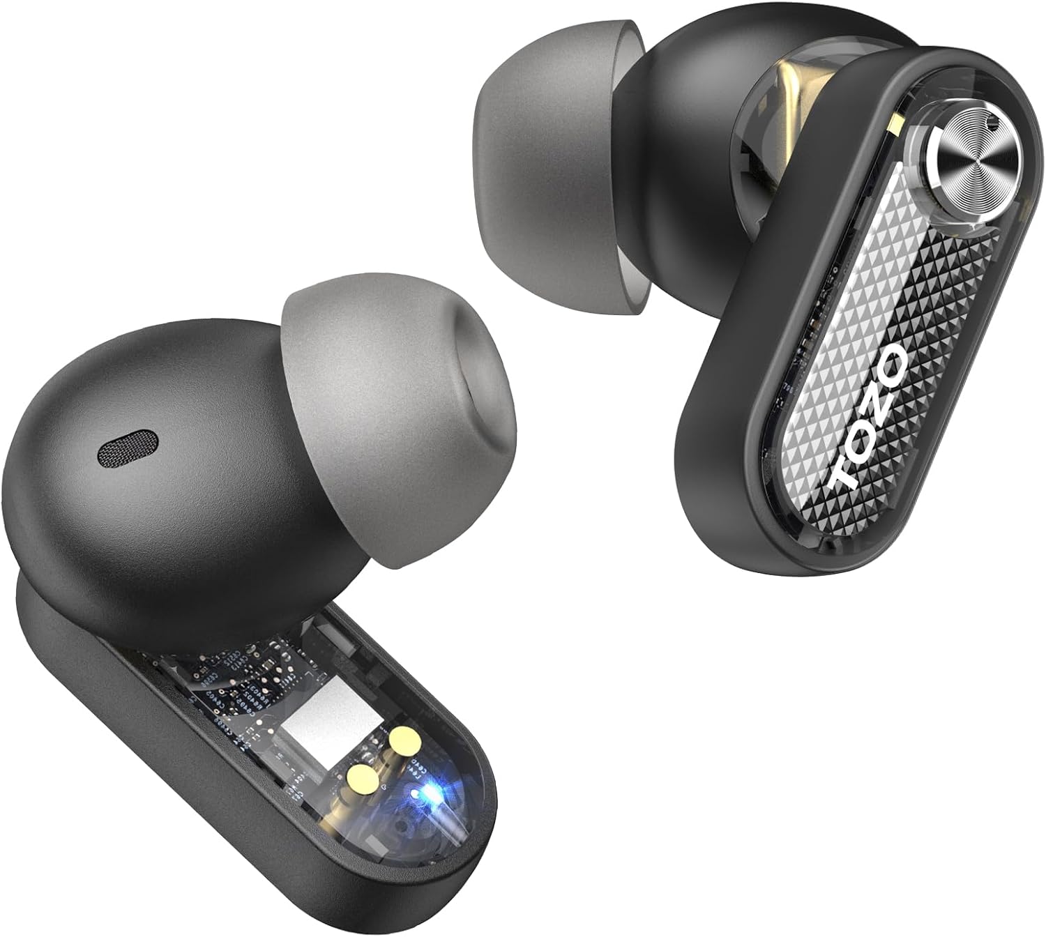 TOZO Crystal Pods Hybrid Active Noise Cancelling Earbuds, 38dB ANC Wireless Earb...