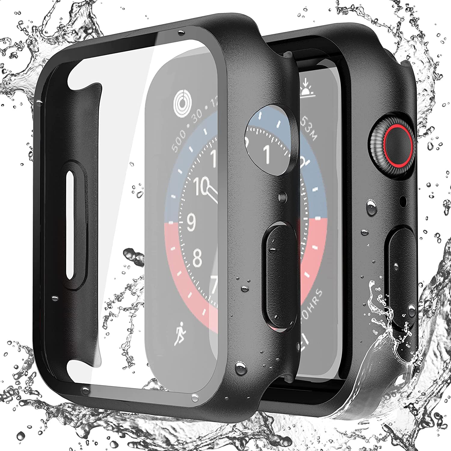 Misxi [2 Pack] Waterproof Black Hard Case with Tempered Glass Compatible with Ap...